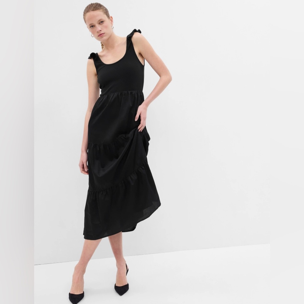 GAP NWT‎ Flutter Sleeve Mixed Fabric Maxi Dress